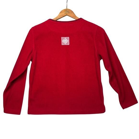 Red Fleece Christmas Cats Holiday Festive Long Sleeve Top Women Small - Picture 2 of 6